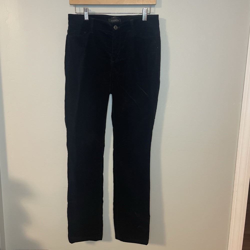 Talbots Velvet Pants Womens Size 4 Black Soft Cotton Blend Heritage Fit